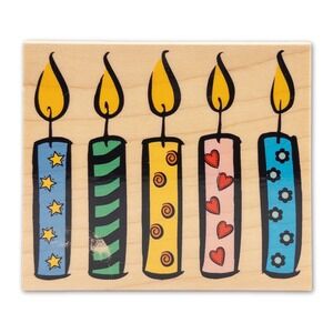 Vintage 2000 Hero Arts Rubber Stamp Wooden Block Birthday Candles Card Making